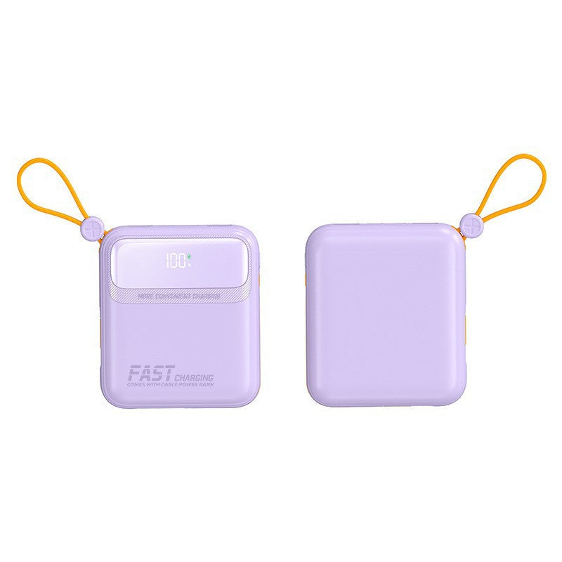 Compact power bank with integrated cable management and digital charge level display Kalsten