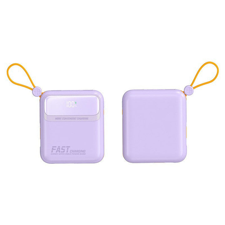 Compact power bank with integrated cable management and digital charge level display Kalsten