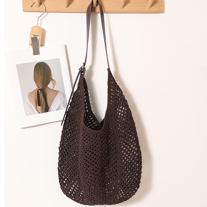 Casual mesh tote bag with adjustable leather strap Kalsten