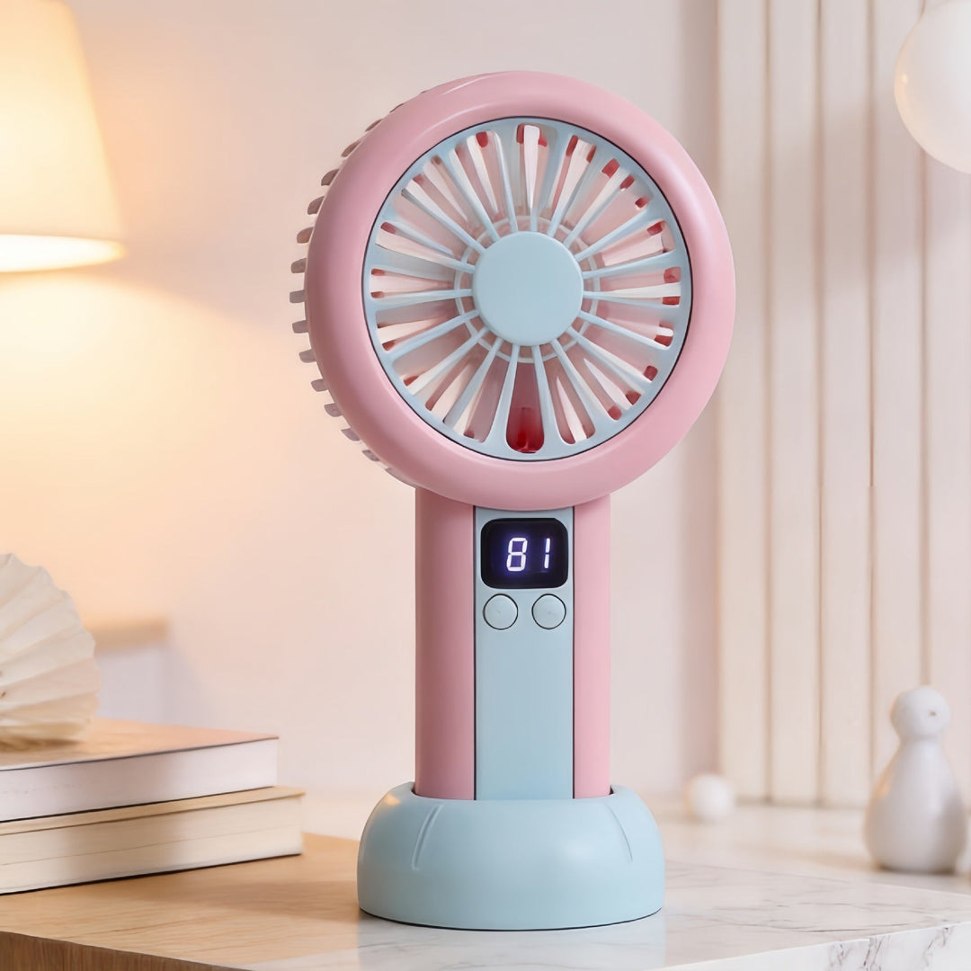 Portable handheld fan with LED display and multiple speed settings Kalsten