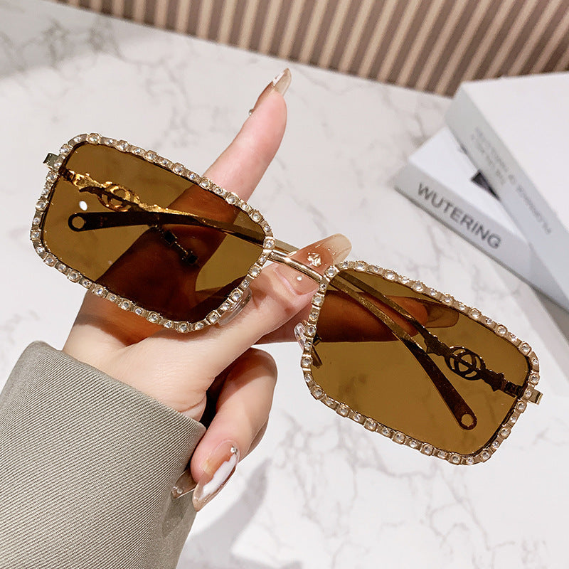 Women's elegant square sunglasses with luxurious rhinestone frame Kalsten
