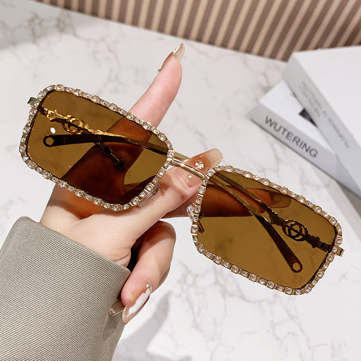 Women's elegant square sunglasses with luxurious rhinestone frame Kalsten