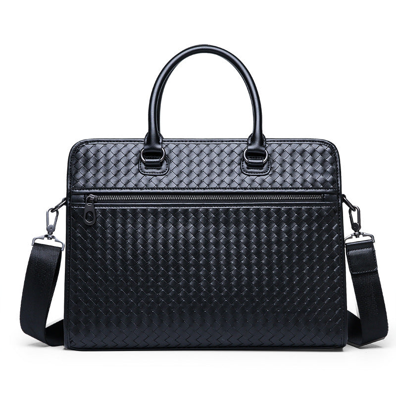 Elegant Briefcase Made of Woven Synthetic Leather Kalsten