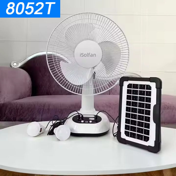 Women's solar-powered table fan with integrated LED lighting and remote control Kalsten