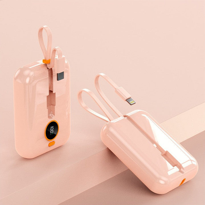 Portable Mini Power Bank with Integrated Charging Cable and Digital Display Kalsten