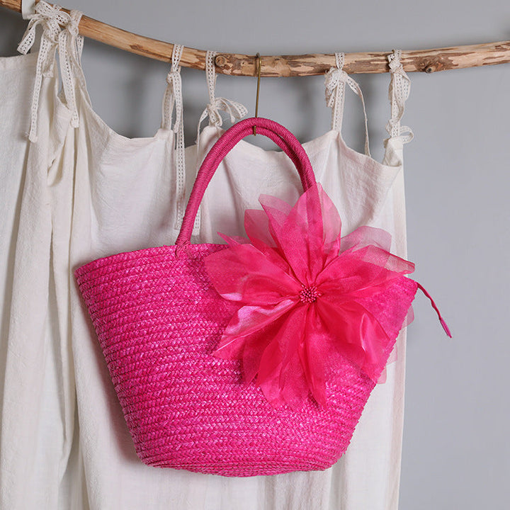 Stylish basket bag with eye-catching flower detail Kalsten