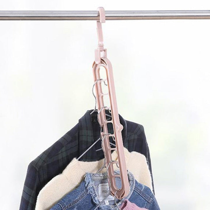 Foldable Multi-Slot Space-Saving Cascading Closet Hanger With Swivel Hook
