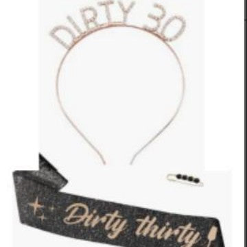 Ladies festive headband with glamour and birthday sash Kalsten