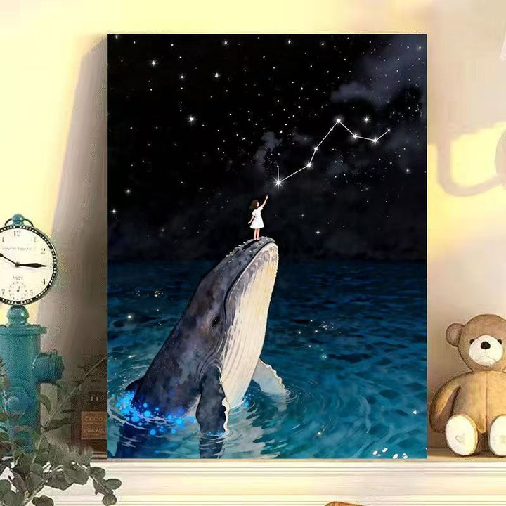 Dreamy Whale and Girl Canvas Artwork Kalsten