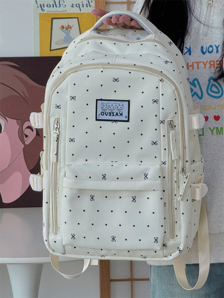 Multi-Compartment Geometric Patterned School Backpack