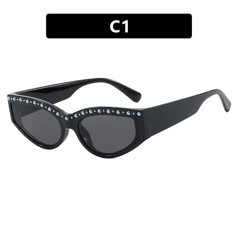 Women's Cat-Eye Sunglasses with Sparkling Rhinestone Accents and Animal Pattern Kalsten
