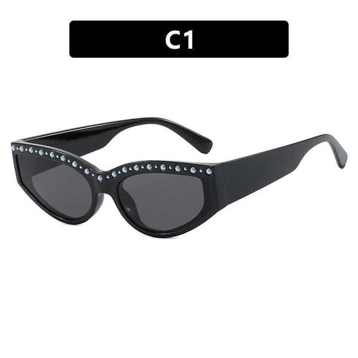 Women's Cat-Eye Sunglasses with Sparkling Rhinestone Accents and Animal Pattern Kalsten
