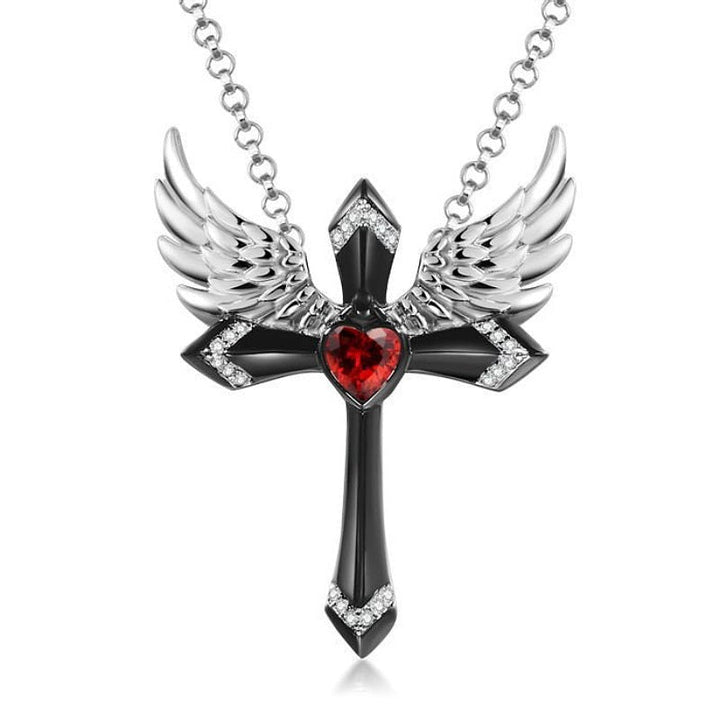 Gothic Angel Wing Cross Pendant Necklace Kalsten