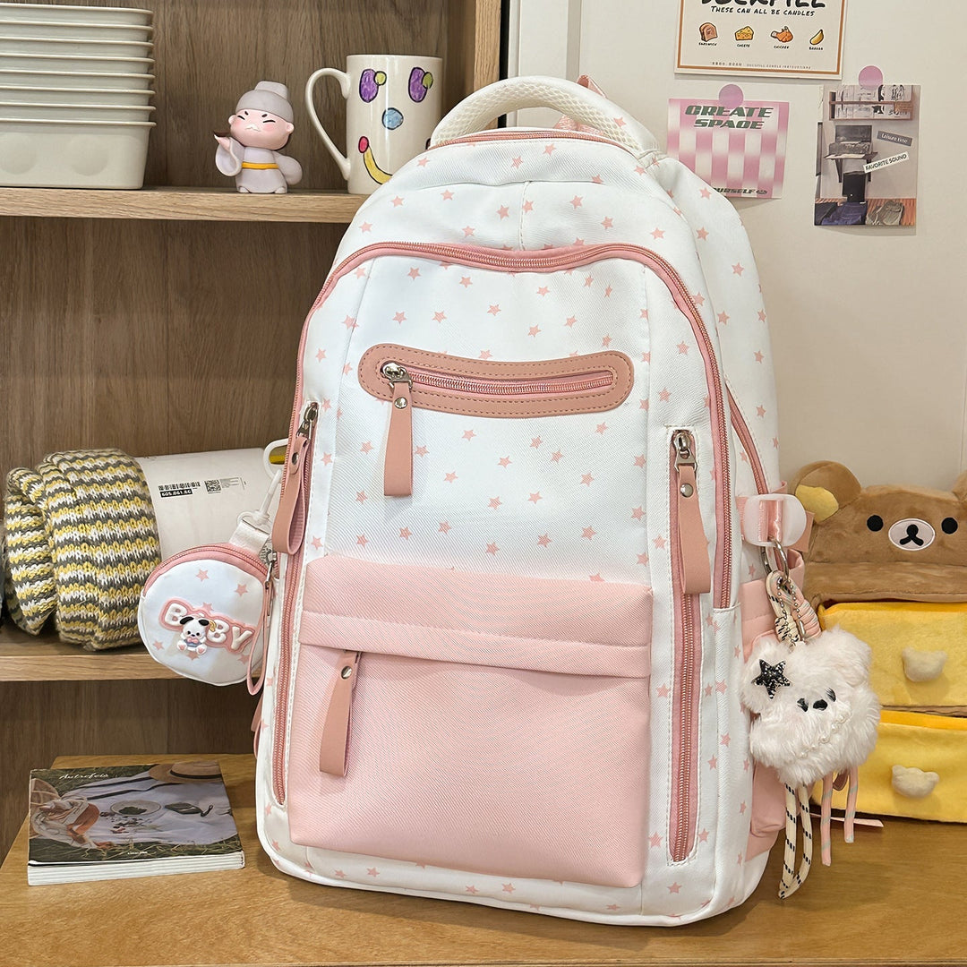 Backpack with Charming Star Applications and Practical Compartments Kalsten