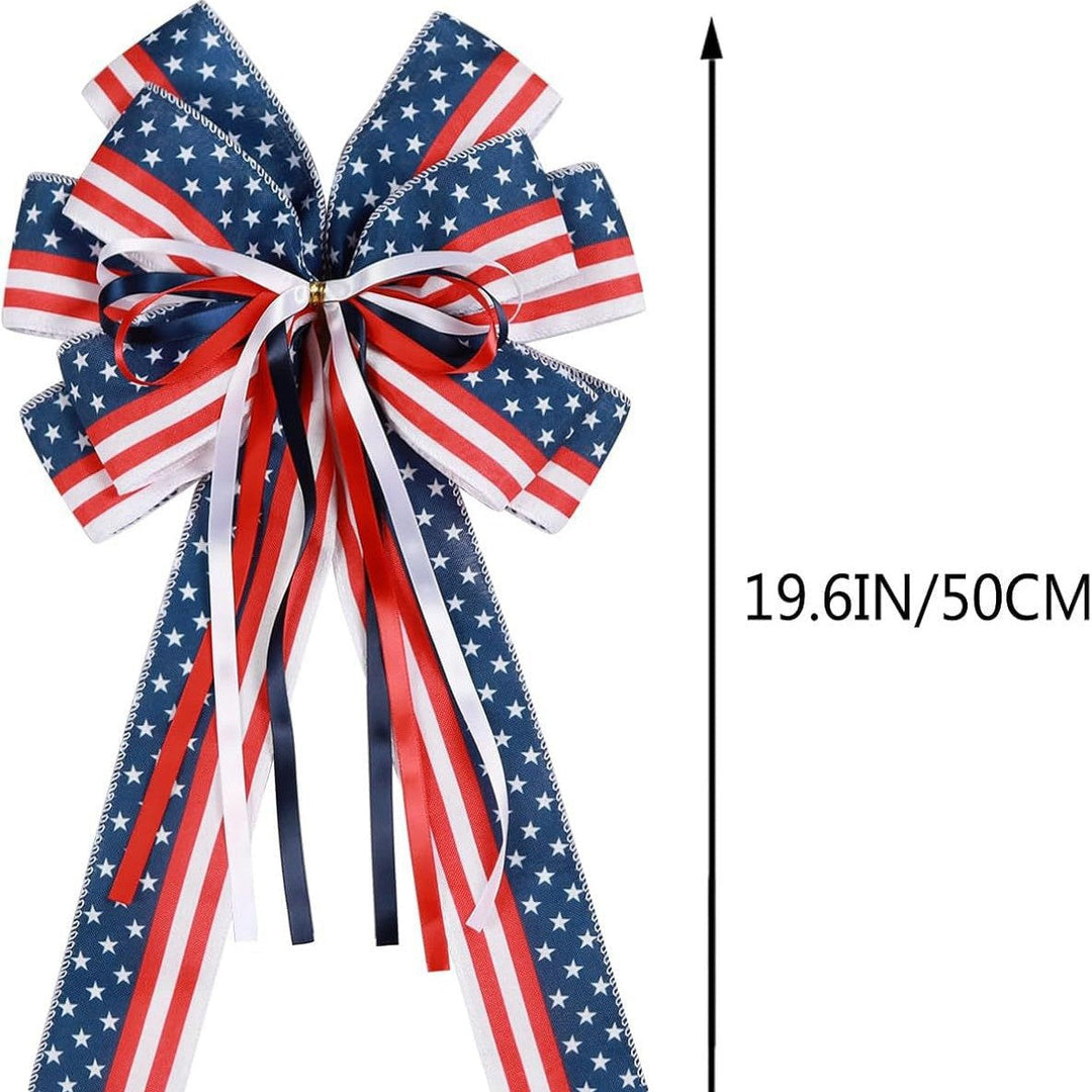 Unisex nan patriotic star striped decorative wreath bow with long tails Kalsten