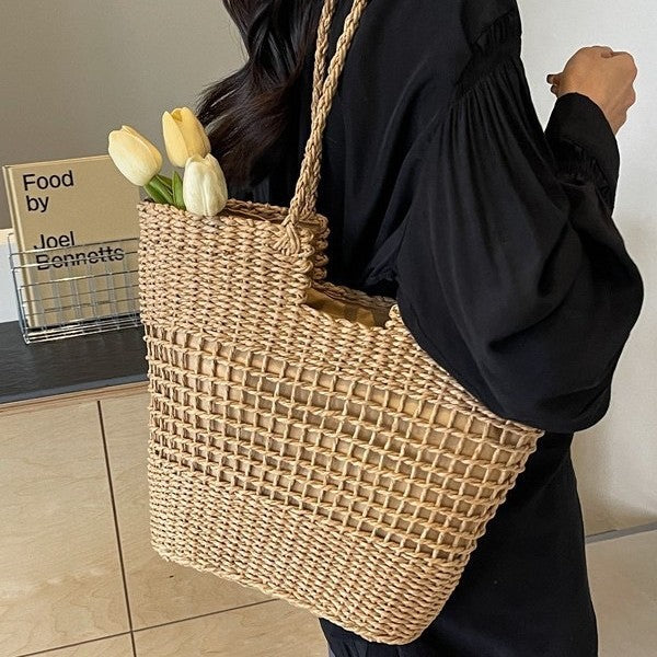 Basket tote bag with modern mesh design Kalsten