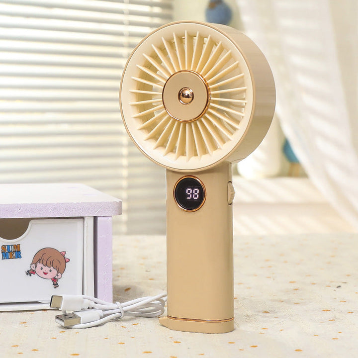 Cooling handheld rechargeable mini fan with touch speed display and detachable desktop stand Kalsten