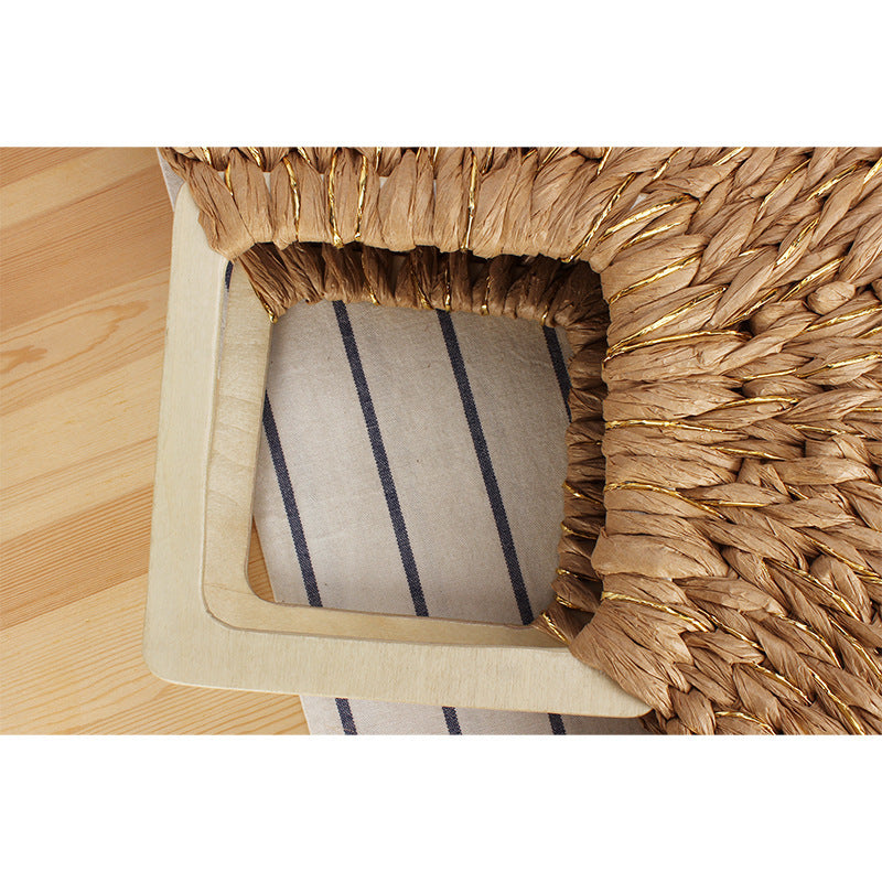 Braided Evening Bag with Elegant Wooden Handle Kalsten
