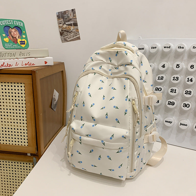 Elegant Floral Print School Backpack