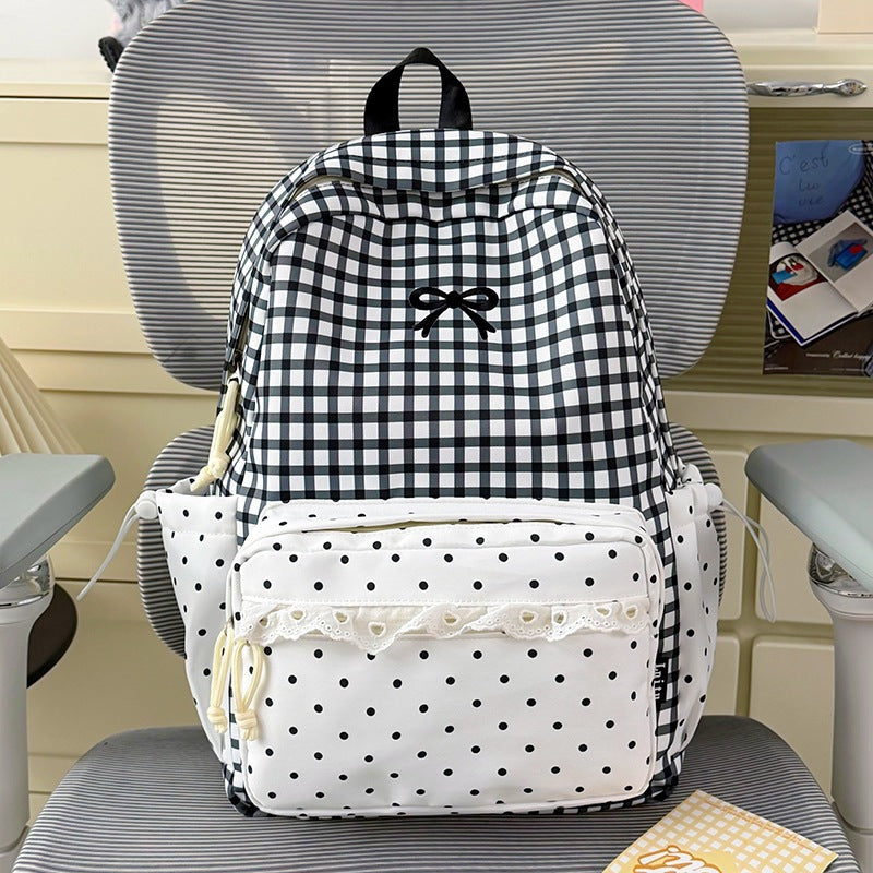 Playful Gingham and Polka Dot Backpack Kalsten