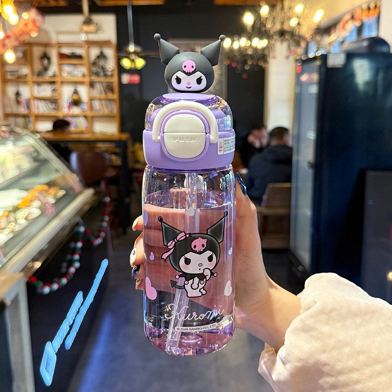 Women's water bottle with interactive lid and cute character design Kalsten