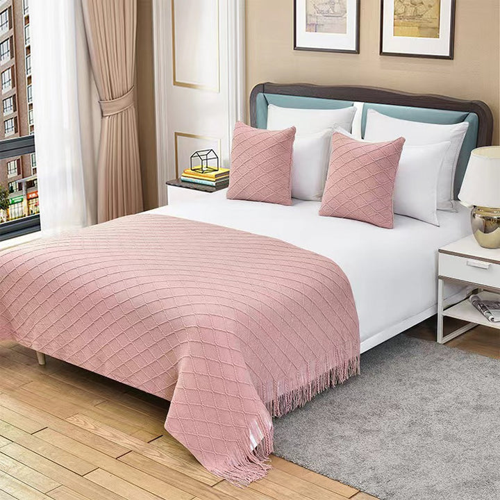 Luxurious Textured Knit Throw Blanket Kalsten
