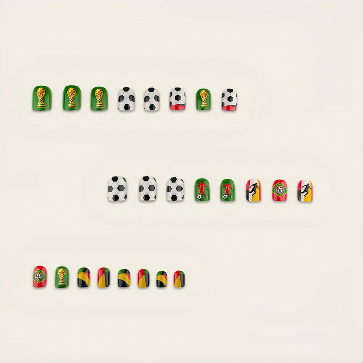 Creative Football Motif Fake Nails Kalsten