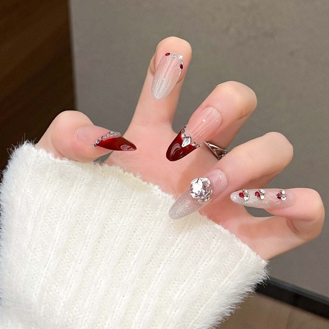 Elegant Decorative Press-On Nail Extensions with Pearls Kalsten