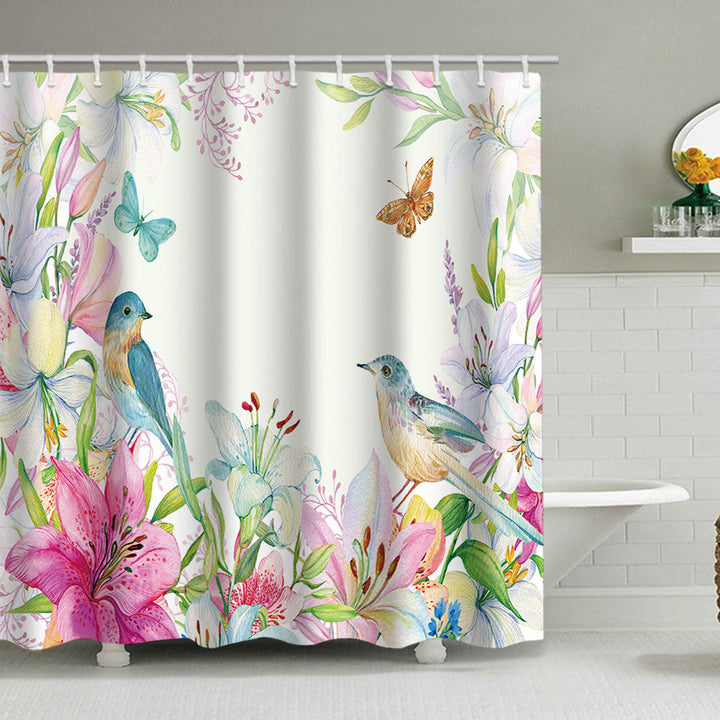 Floral Lavender Pattern Shower Curtain Kalsten