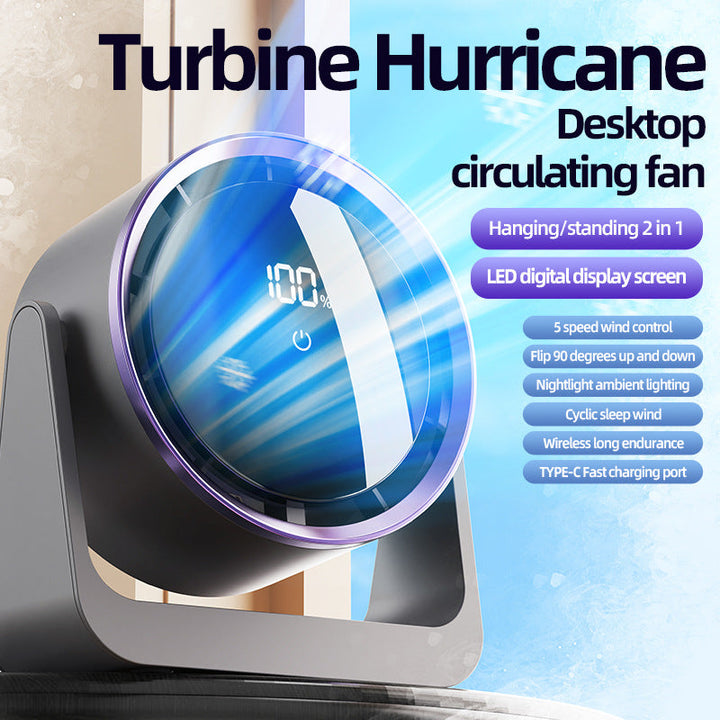 Unisex nan compact rechargeable bladeless desktop air circulator with LED battery display and tilt function Kalsten
