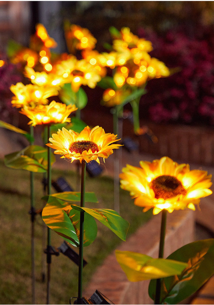 Solar-Powered Decorative Sunflower Garden Stake With Multi-Bloom LED Waterproof Panel Kalsten