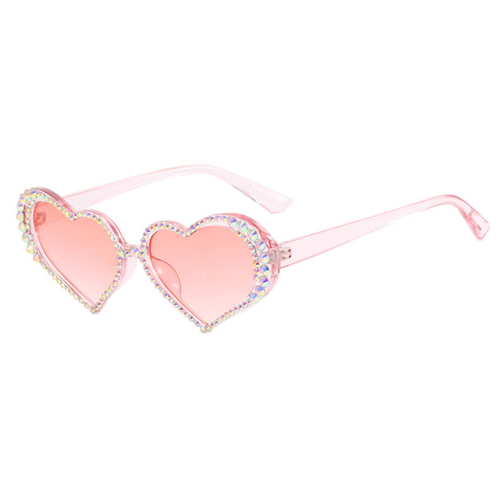 Women's Heart-Shaped Sunglasses with Rhinestone-Embellished Frame Kalsten