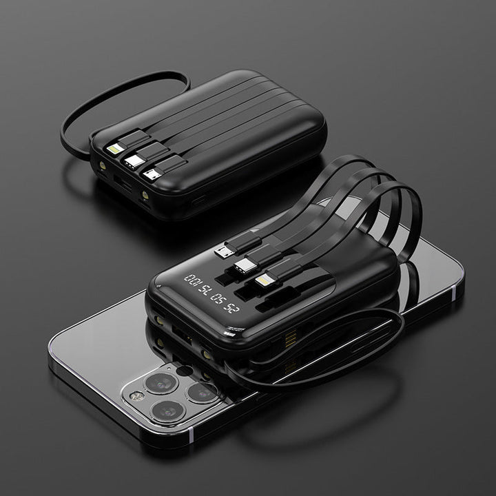 Portable power bank with integrated multifunctional cable system and digital display Kalsten