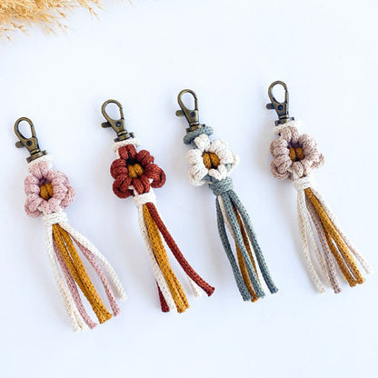 Handcrafted Macrame Flower Keychain Acalora