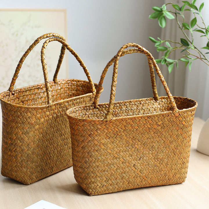 Unisex Handwoven Shopping Container with Double Handle Kalsten