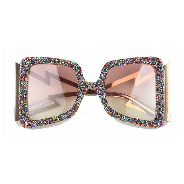 Women's oversized sunglasses with glittering crystal frame Kalsten
