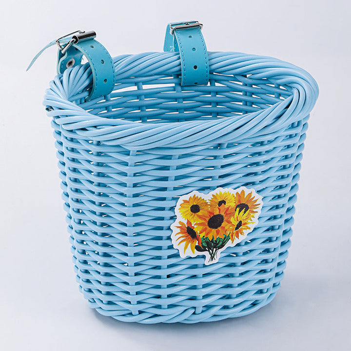 Woven Storage Basket with Adjustable Leather Straps Kalsten