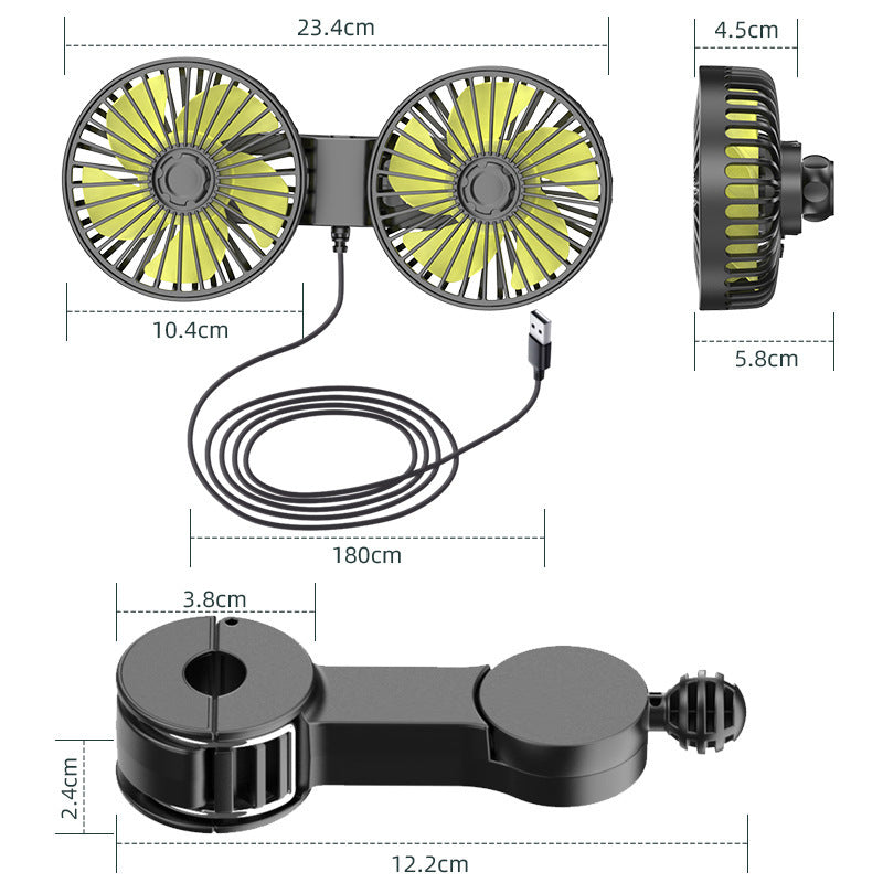 Unisex Dual-Head Portable USB Desktop Fan Kalsten