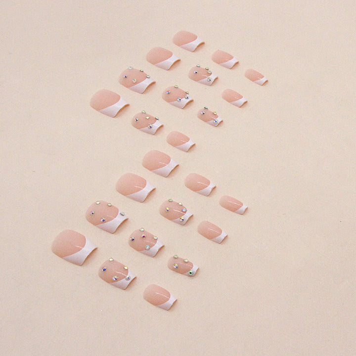Elegant Rhinestone French Tip Nail Art Kalsten