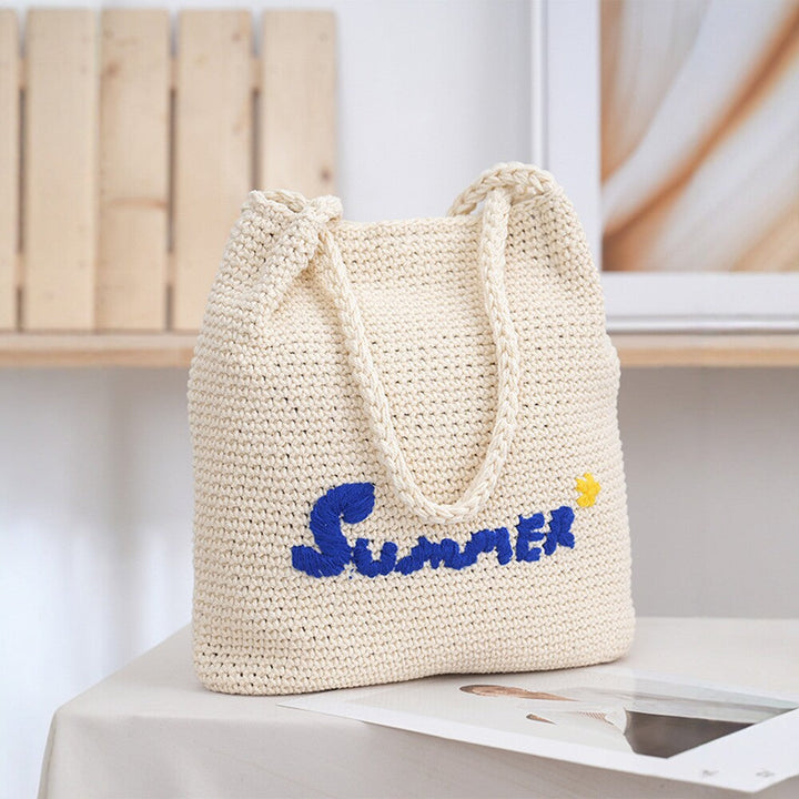 Handcrafted straw bag with summer motif Kalsten
