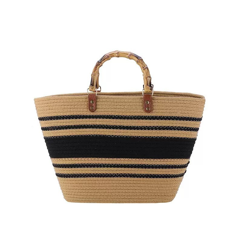 Practical beach bag with bamboo handles Kalsten