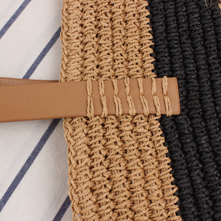 Braided shopping bag with elegant leather handles Kalsten