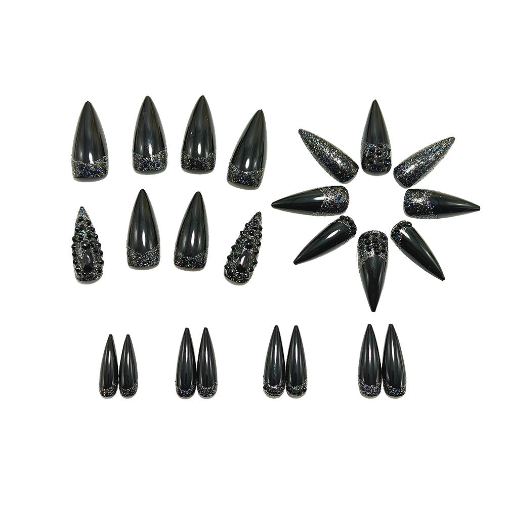 Artificial Nails in Elegant Stiletto Design with Sparkling Rhinestone Accents Kalsten