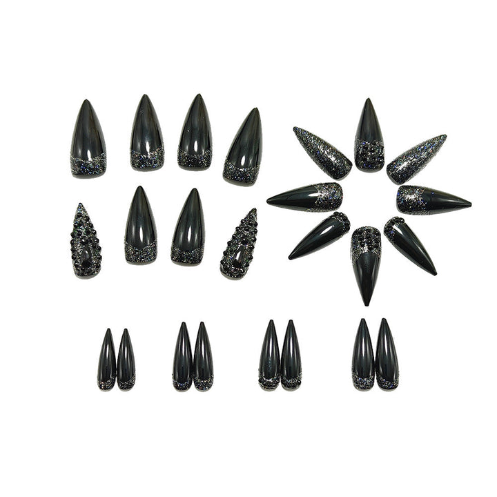 Artificial Nails in Elegant Stiletto Design with Sparkling Rhinestone Accents Kalsten