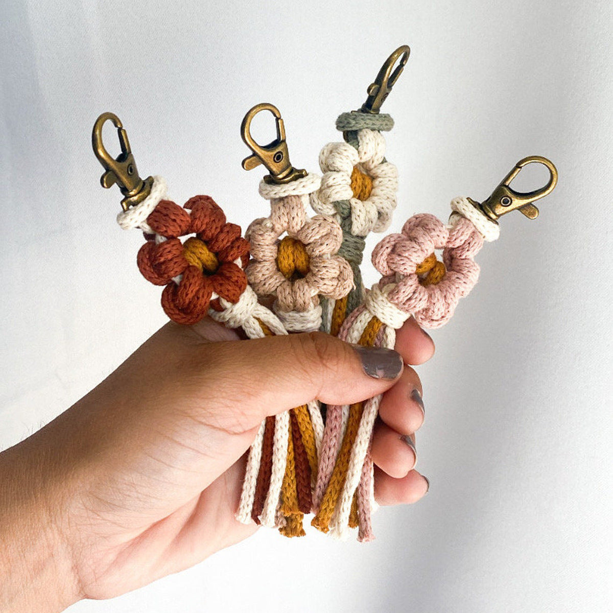 Handcrafted Macrame Flower Keychain Acalora