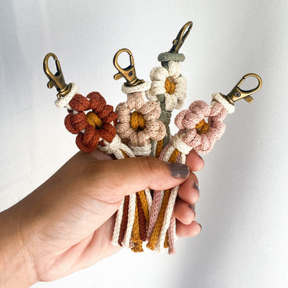 Handcrafted Macrame Flower Keychain Acalora