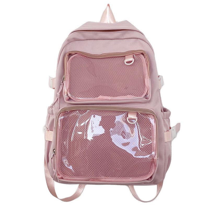Multi-Compartment Transparent Mesh School Backpack