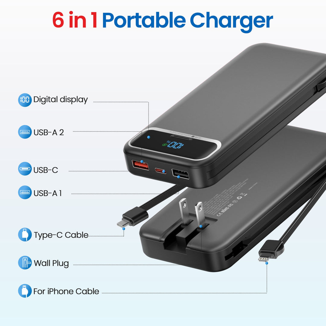 Powerbank with Integrated Charger and Lcd Display Kalsten