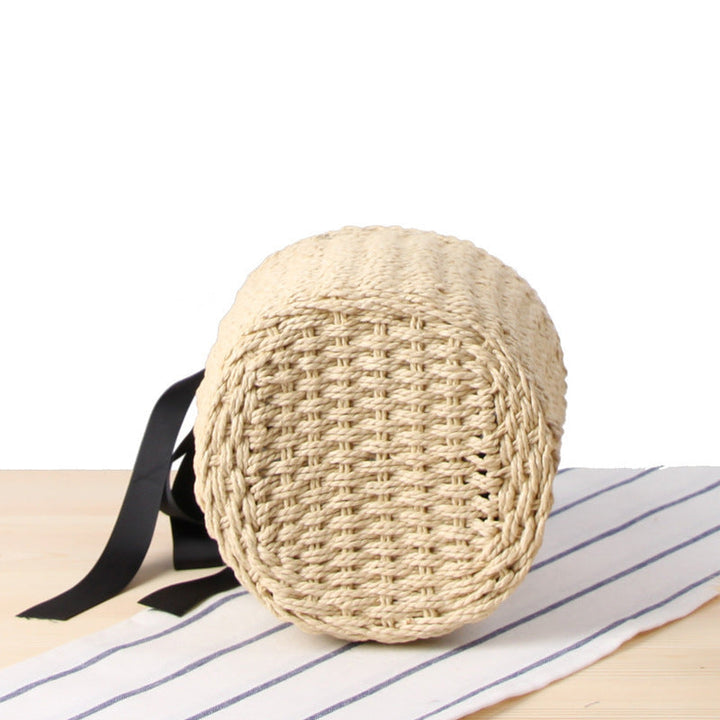 Fashionable basket bag with decorative satin ribbon Kalsten