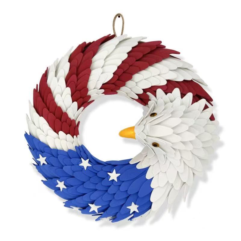 Unisex nan layered feather eagle door wreath with star accents Kalsten